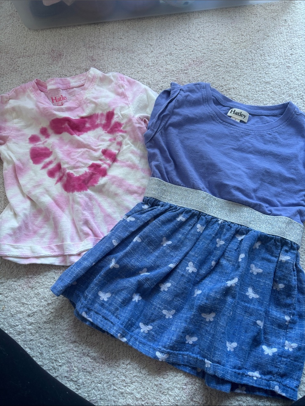 Hatley Girls' pink- Tie-Dye Tee top & Butterfly Skirt Dress